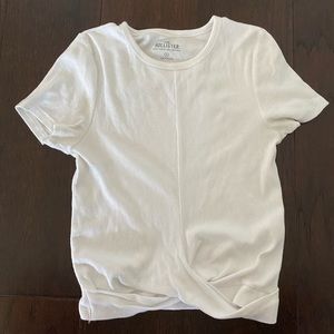 hollister white t-shirt with tie in front